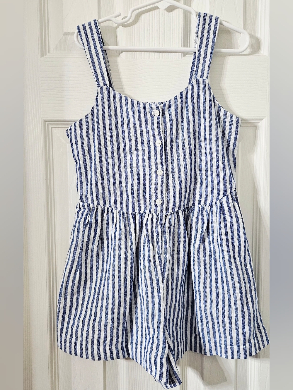 Kids Blue & White Striped Short Romper